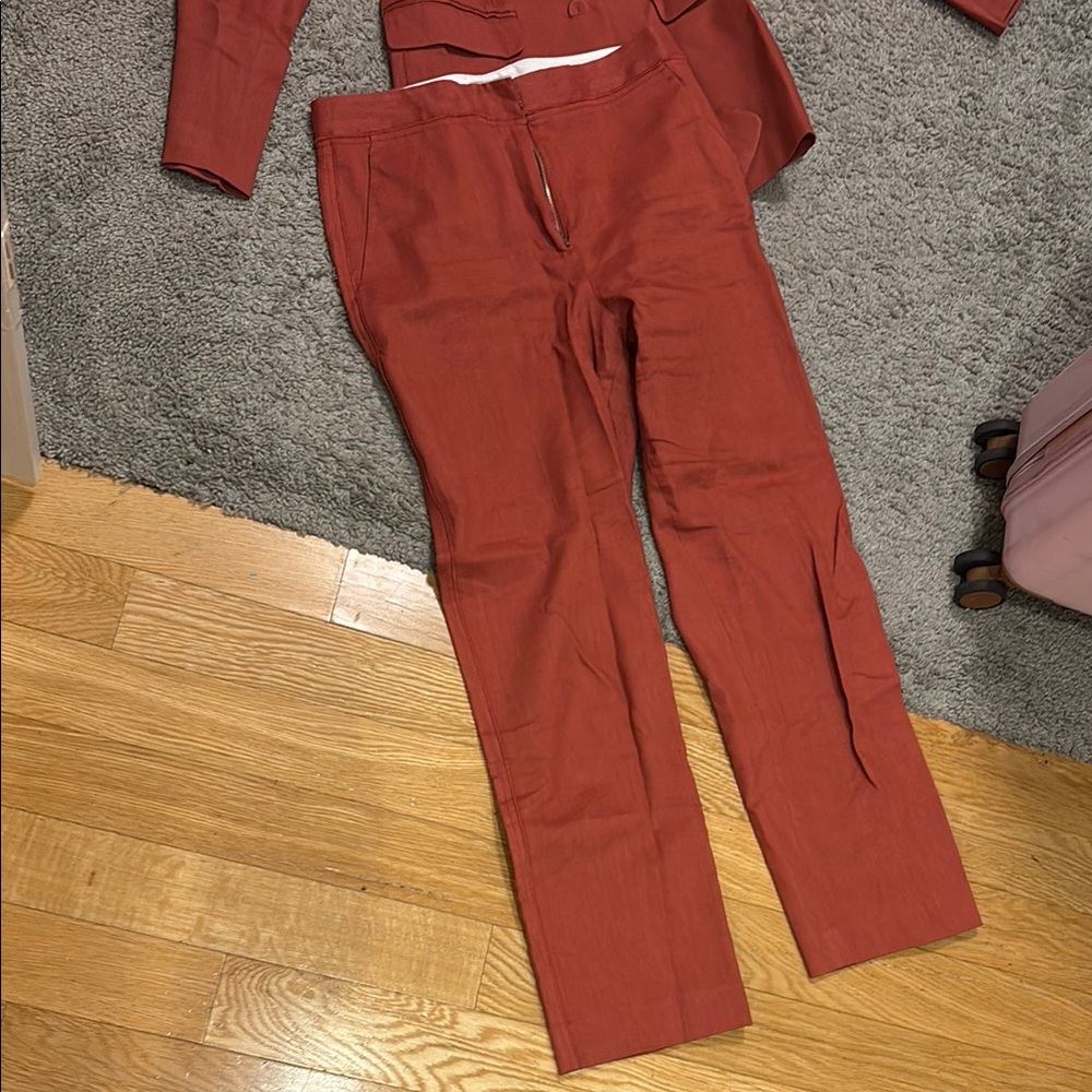 Women’s Rust Red Linen Blend Suit Jacket & Pants Set size 8 pant 6 jacket - Picture 2 of 7